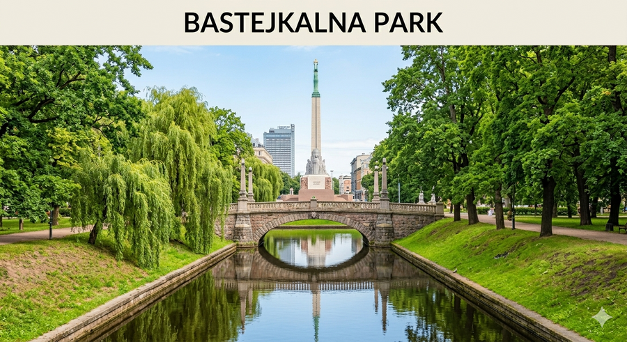 Image illustrating Bastejkalna Park – Rigas Grønne Hjerte Local gem |   Natur parker nalticshoes.dk