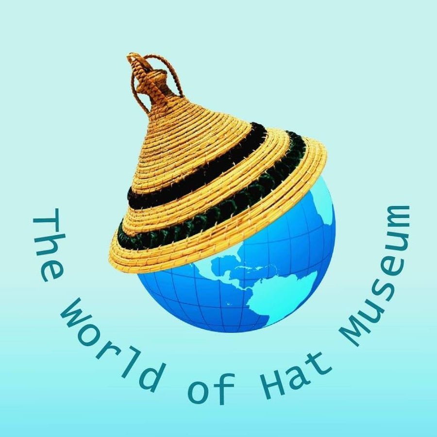 Interior display at The World of Hat Museum in Riga featuring a collection of traditional and decorative hats.